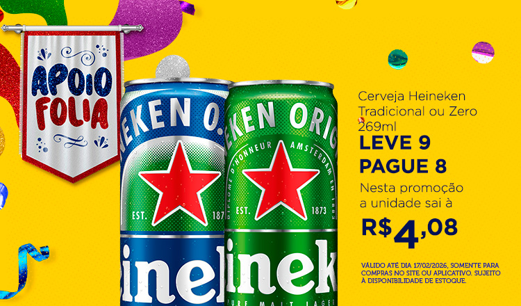 Cerveja Heineken Tradicional ou Zero 269ml 17/2